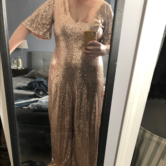 Gold Sequin Jumpsuit - Picture 2 of 3